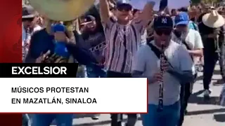 Protestan músicos de banda en Mazatlán, Sinaloa