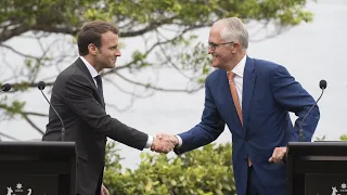 Emmanuel Macron thanks Australian PM's 'delicious wife'