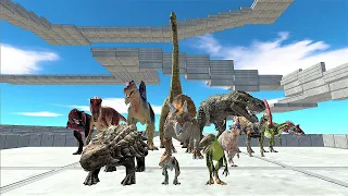 Dinosaurs speed race. Course to go up and down! | Animal Revolt Battle Simulator