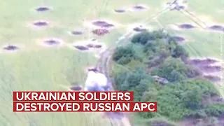 Ukrainian soldiers destroyed russian APC