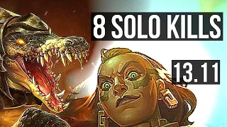 RENEKTON vs ILLAOI (TOP) | 8 solo kills, 9/2/8, Legendary, 600+ games | KR Master | 13.11