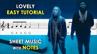 Lovely - Billie Eilish | Sheet Music with Easy Notes for Recorder, Violin + Piano Backing Track