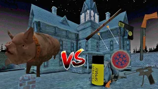 Mr Meat's Pet Pig vs All Weapons in Mr Meat Game Series | Weapon Battle #17