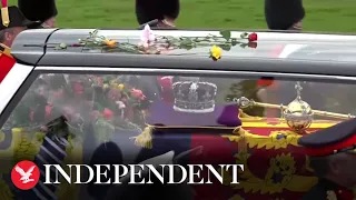 Queen Elizabeth's funeral procession marches towards Windsor Castle