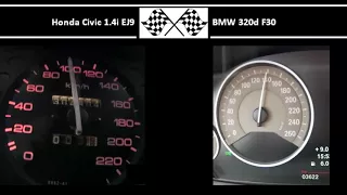 Honda Civic 1.4i EJ9 VS. BMW 320d F30 - Acceleration 0-100km/h