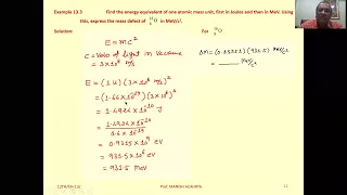 Find the energy equivalent of one atomic mass unit, first in Joules and then in MeV. Using this, exp