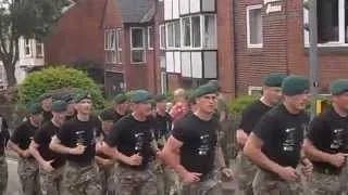 Royal Marines 350th anniersary speed march Through Exmouth.