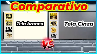 Qual comprar!? Tela branca vs Tela Cinza. Comparativo completo! Para o seu projetor!!!