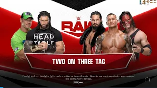 Roman Reigns and John Cena vs Randy Orton, Seth Rollins and Kane - WWE2k22 || 2 on 3 Handicap Match