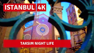 Istanbul City Night Walking Tour |Taksim,Istiklal NightLife| 1 April 2021|4k UHD 60fps