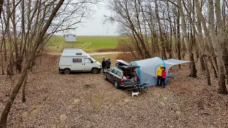 Volvo XC70 camping with the shelter (Base Air Seconds XL)