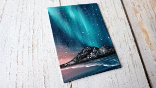 Aurora borealis / northern lights acrylic painting for beginners ✨️