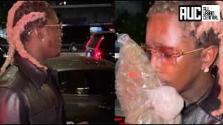 Young Thug Gets A Pound Of ZaZa Delivered To Him On The Streets In NY After SNL Performance