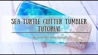 SEA TURTLE GLITTER TUMBLER TUTORIAL: An easy beach tumbler tutorial using glitter and alcohol inks