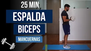 💪rutina ESPALDA Y BICEPS con mancuernas💪MEJORES EJERCICIOS para espalda y bíceps con pesas | 25 min