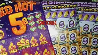 Midnight RED HOT STACKS scratch session on the Pennsylvania Lottery scratch offs 🤞