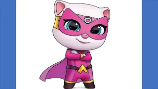 How to draw Super Angela from Talking Tom Hero Dash /Easy Drawing