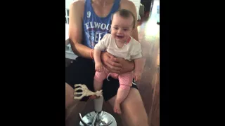 Cute baby hysterically laughing! It's very contagious.
