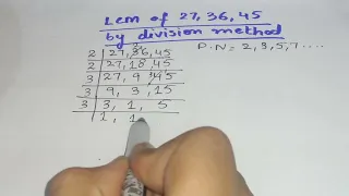 Lcm of 27 36 45 || lcm by division method || in Urdu/Hindi ||