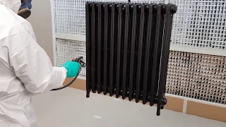 Apprêt de finition sur radiateur en fonte