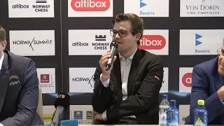 PRESS CONFERENCE WITH MAGNUS CARLSEN - HIKARU NAKAMURA - WESLEY SO - NORWAY CHESS 2017