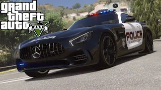 GTA 5 MODS Mercedes Benz AMG GT-R POLICE CAR Grand Theft Auto V 4K