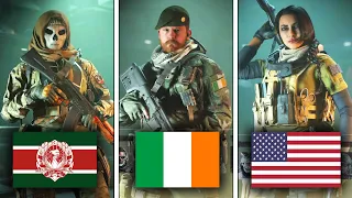 All Operators Nationality in CALL OF DUTY: MODERN WARFARE 2