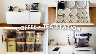 my home coffee & tea station tour + linea mini unboxing