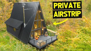 OFF-GRID A-FRAME CABIN w/ PRIVATE AIRSTRIP & PLANE! (Full Airbnb Tour)