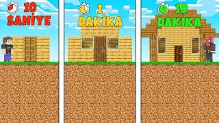 10 DAKİKA VS 1 DAKİKA VS 10 SANİYE EV! 🕒 - Minecraft