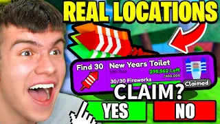 *REAL* How To FIND ALL 30 FIREWORK LOCATIONS In Roblox Toilet Tower Defense! NEW YEARS EVENT!