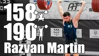 Razvan Martin (77kg Romania) 158kg Snatch 190kg Clean and Jerk - 2017 European Championship