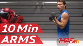 HASfit's 10 Minute Arm Workout at Home with Dumbbells - Arm Exercises for Biceps and Triceps
