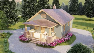 ( 820 sqft ) Tiny House Design 7 x 10 m ( 24 x 34 Ft ) Cozy Home 2 bedrooms