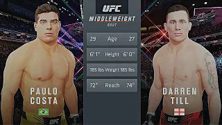 Paulo Costa Vs. Darren Till : UFC 4 Gameplay (Legendary Difficulty) (AI Vs AI) (PS5)