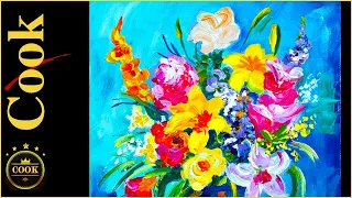 Vibrant Acrylic Bouquet: Live Tutorial with Gingers Step by Step Tutorial
