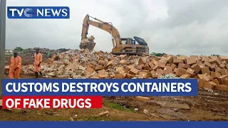 VIDEO: Nigeria Customs Destroys 48 Containers of Fake Drugs in Lagos
