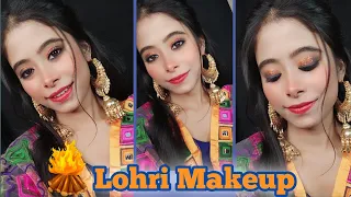 Glam Lohri Makeup Look 2023😍Simple Punjabi Makeup For Lohri||A,D Fusion's Fashion 😍||