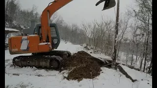 Putting up a utility pole