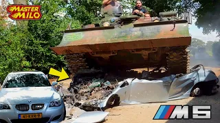 I completely destroyed a BMW M5 with my tank...