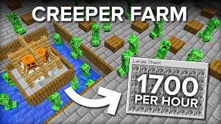 Minecraft Creeper Farm - No Cats, No Redstone - 1700+ Gunpowder Per Hour!