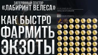 Самый быстрый фарм экзотов в затерянном секторе лабиринт велеса в соло | Destiny 2