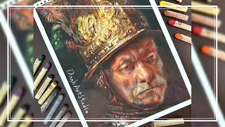 Oil Pastel Portrait | The Man with the Golden Helmet