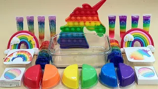 Rainbow Unicorn Slime Mixing Random Into Slime! Satisfying Slime Video ASMR