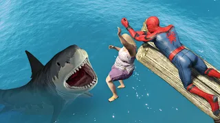 GTA 5 Water Fails - Spiderman vs Shark 10