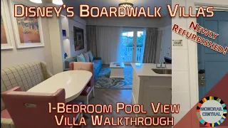 Disney’s Boardwalk Villas | 1-Bedroom REFURBISHED Villa (Pool View) 4K Walkthrough 2024