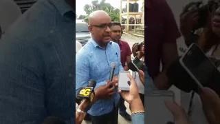 Opposition Leader Bharrat Jagdeo & Roger Luncheon speaks with media following arrest