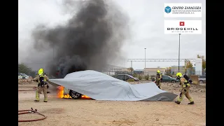 Centro Zaragoza tests the Bridgehill Fire Blanket on an electric vehicle