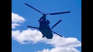 The British Army Boeing CH-47 Chinook landing and take off full