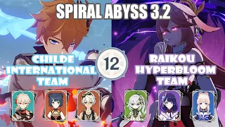 Childe International and Raikou Hyperbloom ft.Nahida Team | NEW Spiral Abyss 3.2 - Floor 12 9-Stars